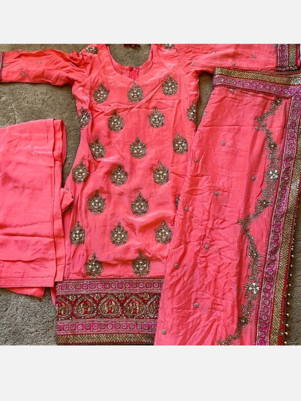 Peach Pink With Embroidery Salwar Kameez